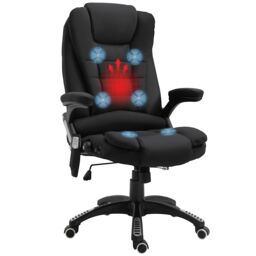 VINSETTO Office Chair, Ergonomic Desk Chair w/ 6-Point Massage & Back Heated, Linen-Feel Fabric Computer Gaming Chair w/ Adjustable Arms, Lumbar - thumbnail 2