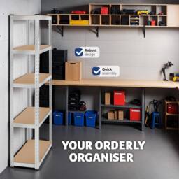 tectake Garage Shelving 350 Kg - Silver - thumbnail 7