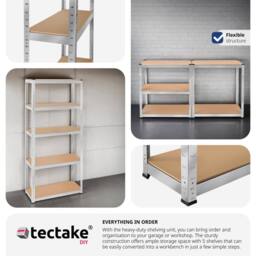 tectake Garage Shelving 350 Kg - Silver - thumbnail 3