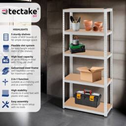 tectake Garage Shelving 350 Kg - Silver - thumbnail 2