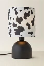ValueLights Mileys Cow Print Drum Lamp Shade Matte Black Table Lamp - thumbnail 3