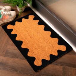 Artsy Mats Modern, Stylish Wavey Frame Doormat in Black - Size: 40 cm x 60 cm - thumbnail 1