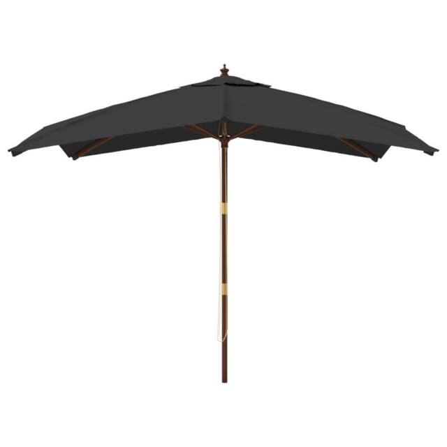 Berkfield Home Durable Garden Parasol with Wooden Pole Black 300x300x273 cm - Size: 300 x 300 x 273 cm - image 1