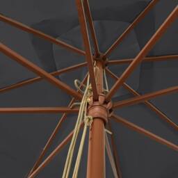 Berkfield Home Durable Garden Parasol with Wooden Pole Black 300x300x273 cm - Size: 300 x 300 x 273 cm - thumbnail 5