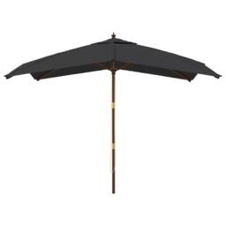 Berkfield Home Durable Garden Parasol with Wooden Pole Black 300x300x273 cm - Size: 300 x 300 x 273 cm - thumbnail 1