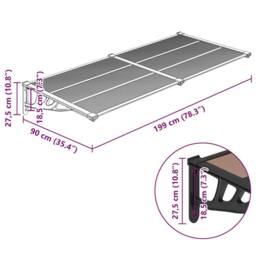 Berkfield Home Door Canopy Black 199x90 cm Polycarbonate - thumbnail 6