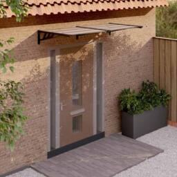 Berkfield Home Door Canopy Black 199x90 cm Polycarbonate - thumbnail 2