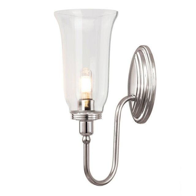 Loops IP44 Tall Flute Style Glass Cup Highly Polished Nickel LED G9 3.5W in Metallics
