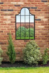 "MirrorOutlet Black Metal Framed Arched Garden Wall Mirror 41"" X 24"" (104CM X 62CM) - Size: 1 Pack"