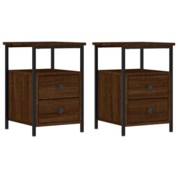 Berkfield Home Bedside Cabinets 2 pcs Brown Oak 34x35.5x50 cm Engineered Wood - thumbnail 2