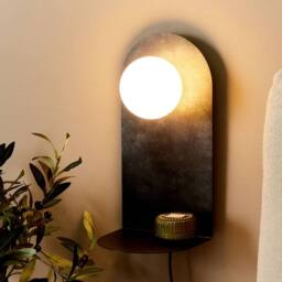 Wyld and Coco Wall Lamp - Dark Graphite Steel Glass Shade Integrated On/Off Switch in Grey - thumbnail 1