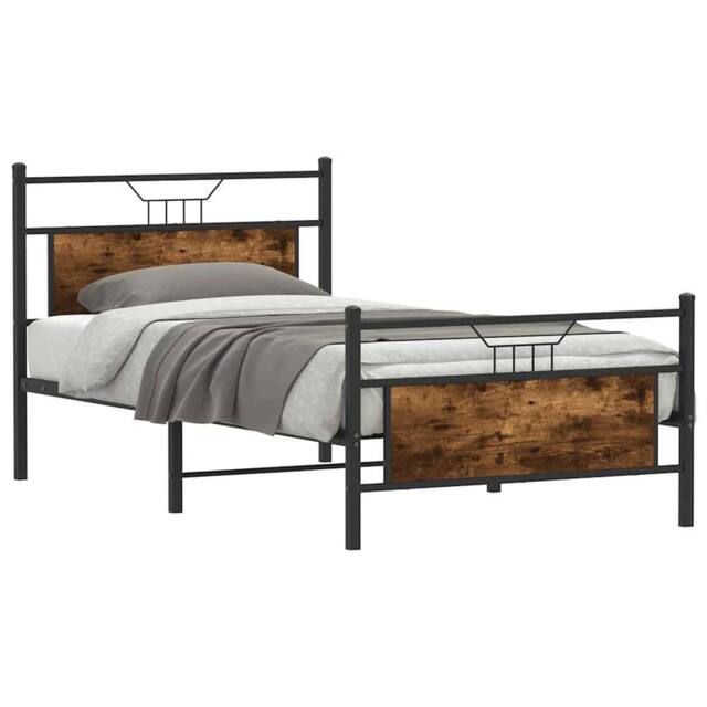Berkfield Home Durable Bed Frame without Mattress Smoked Oak 100x190 cm Engineer in Brown - image 1