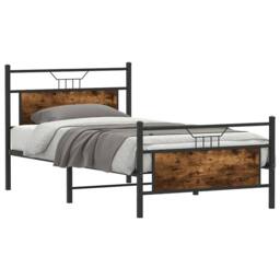 Berkfield Home Durable Bed Frame without Mattress Smoked Oak 100x190 cm Engineer in Brown - thumbnail 1