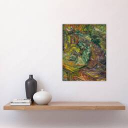 "Artery8 At the Table Bold Colourful Kubincan Wall Art Poster Print in Green - Size: W24"" x H32""" - thumbnail 4