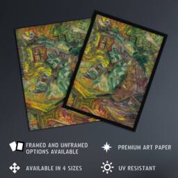 "Artery8 At the Table Bold Colourful Kubincan Wall Art Poster Print in Green - Size: W24"" x H32""" - thumbnail 2
