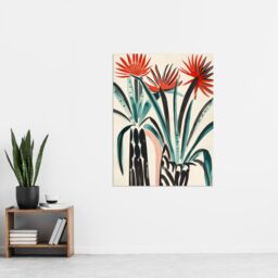 "Artery8 Abstract Red Dahlia Flowers in Vases Painting Wall Art Print - Size: W12"" x H16""" - thumbnail 4