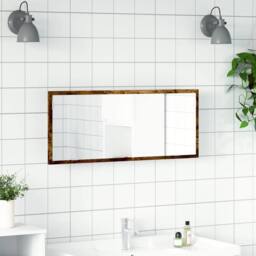 Berkfield Home LED Bathroom Mirror Smoked Oak 100x8.5x37 cm Engineered Wood in Brown - thumbnail 4