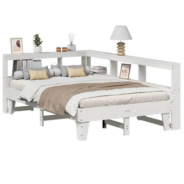Berkfield Home Bookcase Bed without Mattress White 120x200cm Solid Wood Pine - Size: Small Double - image 1