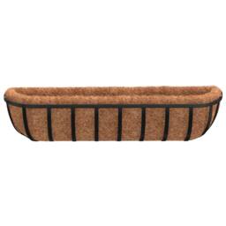 Berkfield Home Wall Troughs 2 pcs with Coco Liners Black 91x20x23 cm Steel - Size: 91 x 20 x 23 cm - thumbnail 4