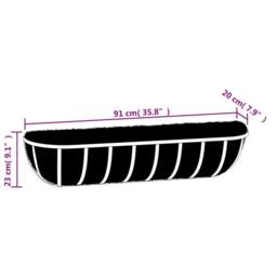 Berkfield Home Wall Troughs 2 pcs with Coco Liners Black 91x20x23 cm Steel - Size: 91 x 20 x 23 cm - thumbnail 6