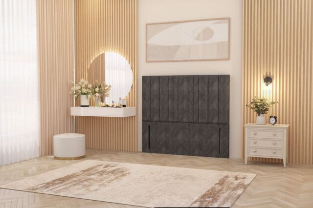 "Somnior Alexas 54"" Floor Standing Headboard Tweed Fabric in Charcoal - Size: Small Double" - image 1