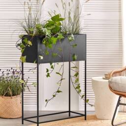 Wyld and Coco Raised Metal Planter Box - Black - thumbnail 1
