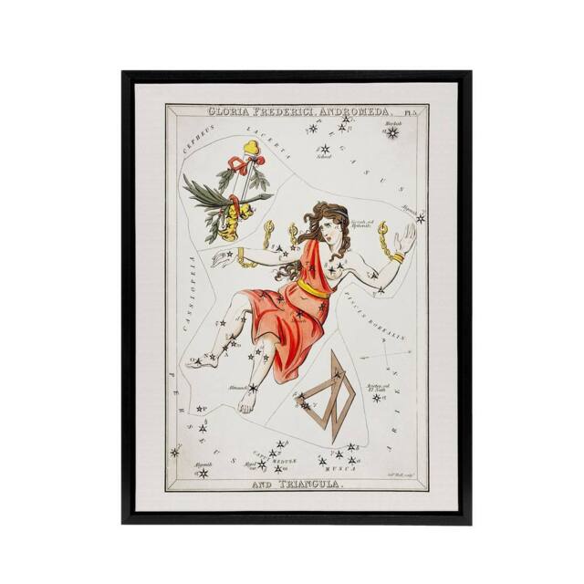 "Artery8 Vintage Andromeda Constellation Illustration Hall Framed Canvas Art in White - Size: W12"" x H16""" - image 1
