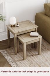 Home Discount Vida Designs Panama Nest Of Tables Set of 2 Storage Living Room Furniture in Brown - thumbnail 6