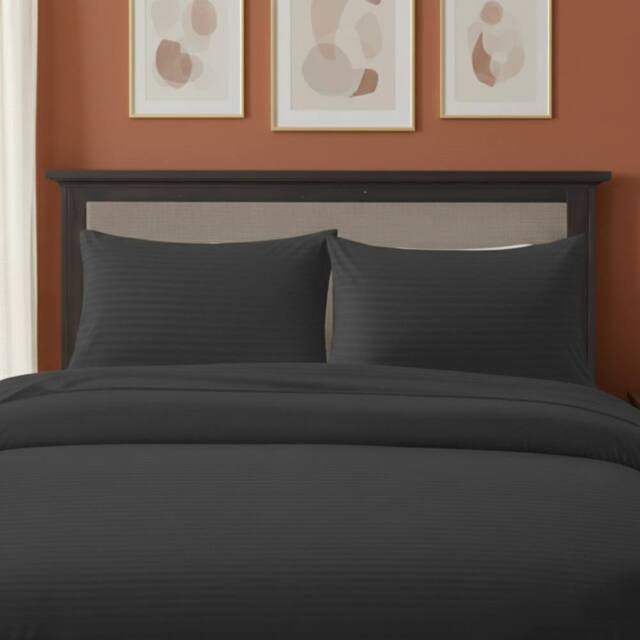 Snug City Microfibre Soft Touch Satin Stripe Housewife Pillowcase Pair in Grey - image 1