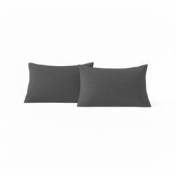 Snug City Microfibre Soft Touch Satin Stripe Housewife Pillowcase Pair in Grey - thumbnail 3