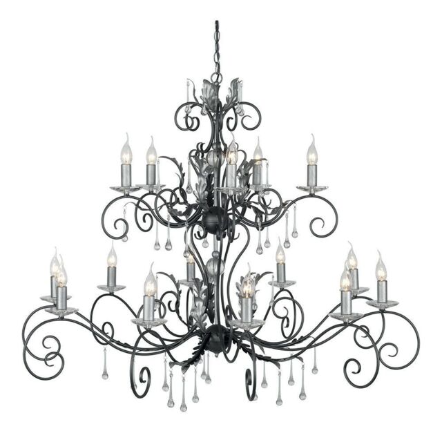 Loops 15 Bulb Handmade Chandelier Hanging Pendant LIght Black Silver LED E14 60W Bulb