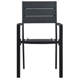 Berkfield Home Garden Chairs 4 pcs Black HDPE Wood Look - thumbnail 3