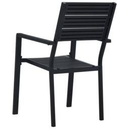 Berkfield Home Garden Chairs 4 pcs Black HDPE Wood Look - thumbnail 5