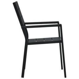 Berkfield Home Garden Chairs 4 pcs Black HDPE Wood Look - thumbnail 4