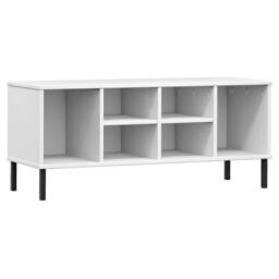 Berkfield Home Shoe Rack with Metal Legs White 106x35x45 cm Solid Wood OSLO - Size: 106 x 35 x 45 cm - thumbnail 1