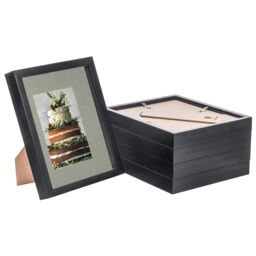 "Nicola Spring 3D Box Photo Frames - 8 x 10"" with 4 x 6"" Mount - Ivory Mount - Pack of 5 in Black" - thumbnail 1