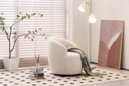STILVORA Ivory Swivel Accent Armchair with Ergonomic Backrest - thumbnail 2