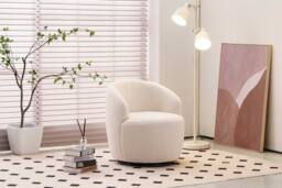 STILVORA Ivory Swivel Accent Armchair with Ergonomic Backrest - thumbnail 3