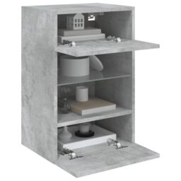 Berkfield Home TV Wall Cabinet with LED Lights Concrete Grey 40x30x60.5 cm - thumbnail 7