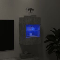 Berkfield Home TV Wall Cabinet with LED Lights Concrete Grey 40x30x60.5 cm - thumbnail 4