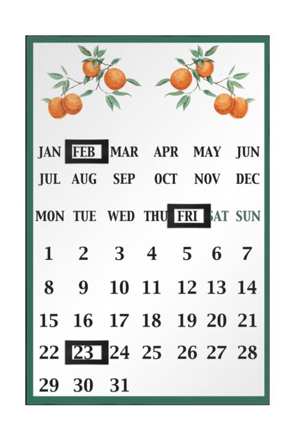 Orsina Fruits Magnetic Calendar, Orange Grove Illustration With Changeable Tiles, Reusable Metal Calendar - image 1