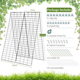 Costway 2-Piece Green Cucumber Garden Trellis A-Frame Grow Support for Climbing Plant in Black - thumbnail 2