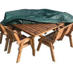 Charles Taylor Deluxe Fitted Eight Seater Square Table Set Cover - Fully Assembled in Green - thumbnail 1