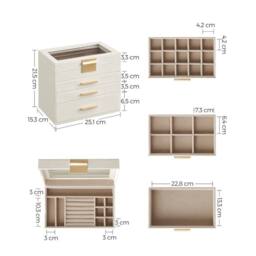 KORVIXA Jewellery Box with Glass Lid 4-Tier Jewellery Organiser in White - Size: 500mm - thumbnail 2