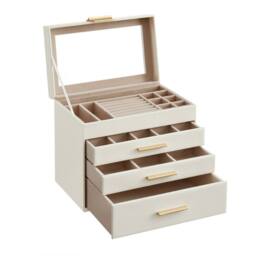 KORVIXA Jewellery Box with Glass Lid 4-Tier Jewellery Organiser in White - Size: 500mm - thumbnail 5