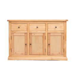 Cabinet Bits Lucca Waxed 3 Drawer 3 Door Sideboard Brass Knob in Light Brown - thumbnail 1