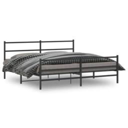 Berkfield Home Metal Bed Frame without Mattress with Footboard¬†Black 200x200cm in Black - Size: 200x200 cm - thumbnail 1