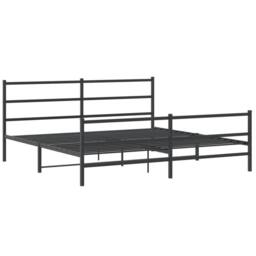 Berkfield Home Metal Bed Frame without Mattress with Footboard¬†Black 200x200cm in Black - Size: 200x200 cm - thumbnail 3