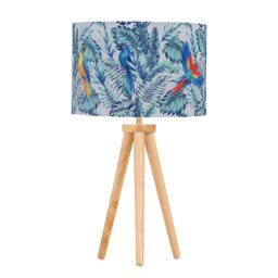 First Choice Lighting Voyage - Light Oak Table Lamp or Bedside Light with Parrot Shade in Brown