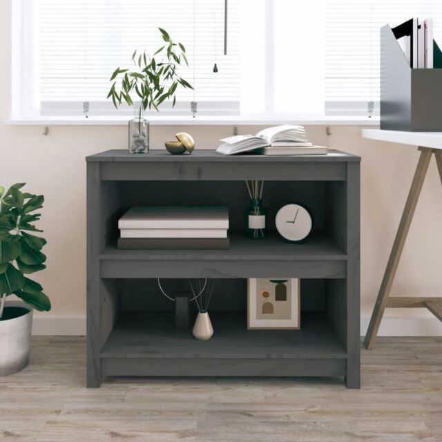 Berkfield Home Book Cabinet Grey 80x35x68 cm Solid Wood Pine - Size: 80 x 35 x 68 cm - image 1